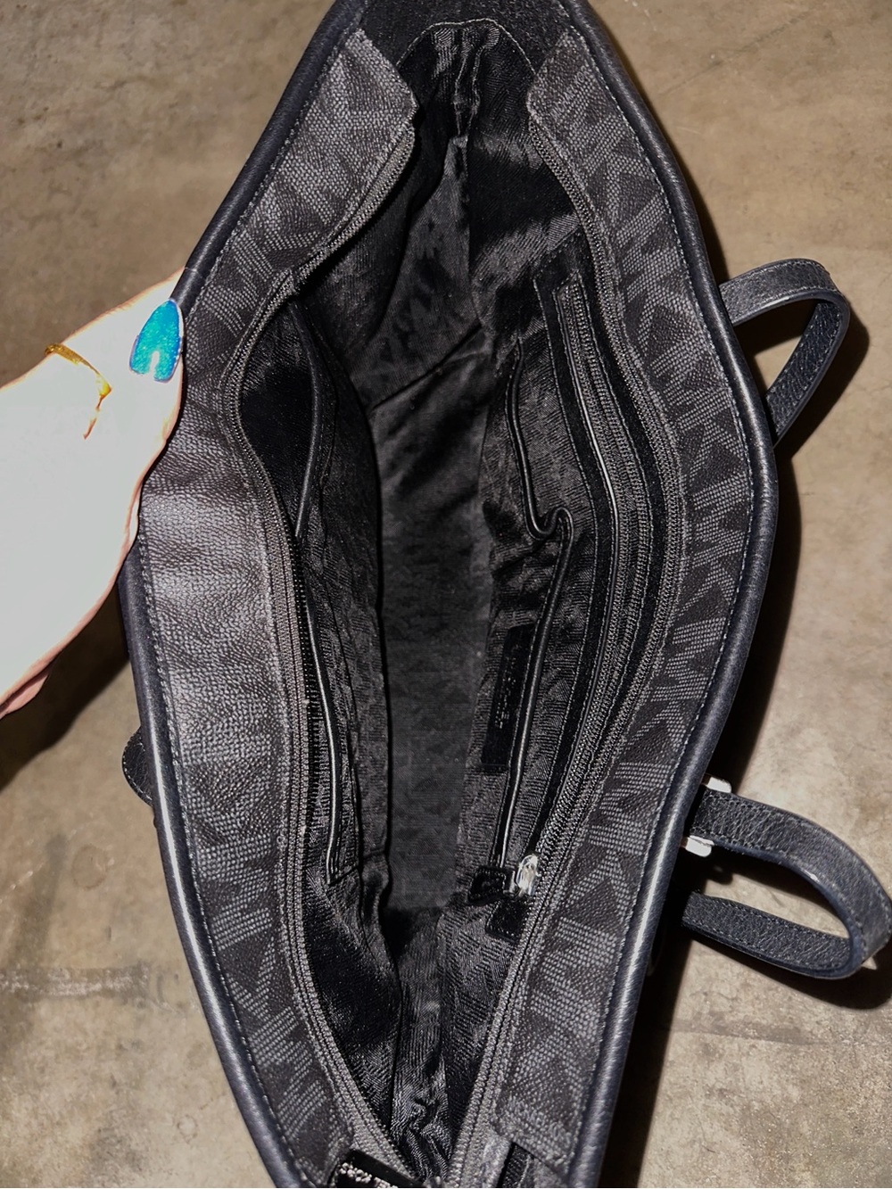 Black Michael Kors MK Signature Monogram Tote Bag - Picture 2 of 3
